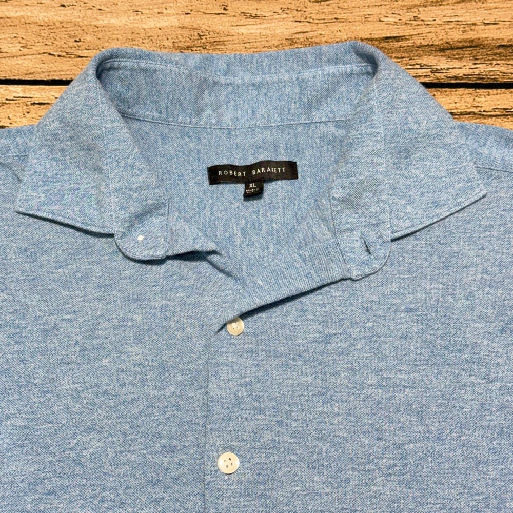 Robert Barakett Button Down Shirt Mens XL Light Blue Short Sleeve Casual - Picture 2 of 6